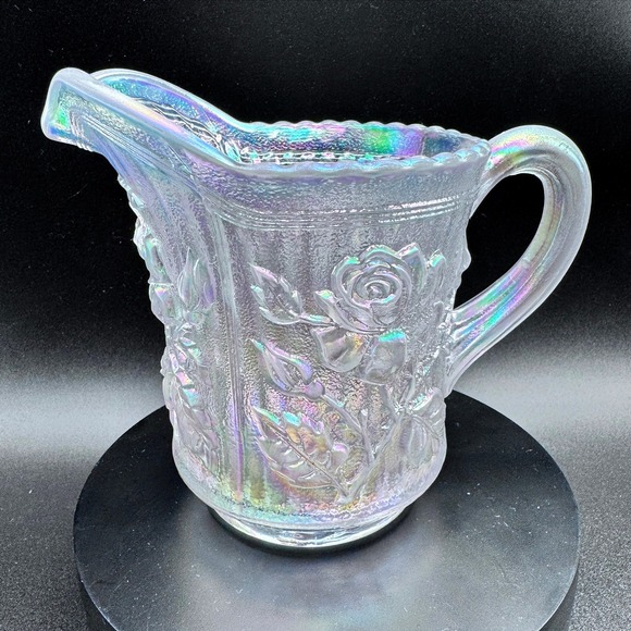 Imperial Glass Other - Imperial Glass Iridescent Rose Carnival Glass Creamer Pitcher Clear Opalescent